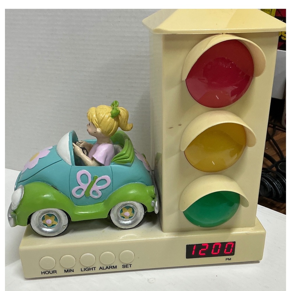 Myco International Traffic Light Alarm Clock Girl in Flower Car Nightlight